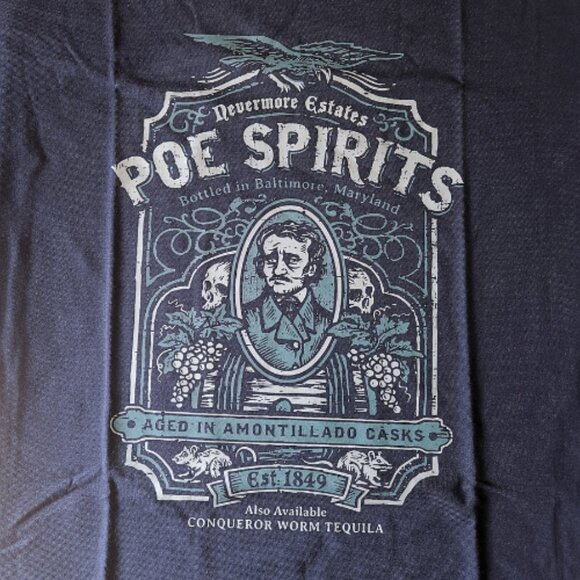 Poe Spirits NWT 100% Quality Cotton Blue Sage Tan Double Stitch Tee - Picture 2 of 10